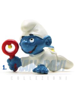 2.0179 20179 Baby White Smurf Puffo Bimbo Bianco 1A