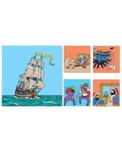 Tintin 23512 Secret of the Unicorn - set of 5 canvas print 37X37 cm + 77x77cm