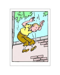Tintin Moulinsart Double Postcard 16,5x12,5cm - 31003 Tintin Saute