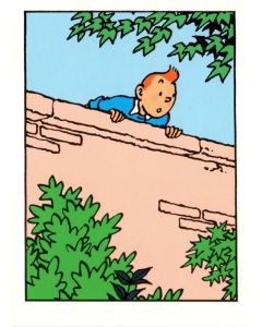 Tintin Moulinsart Double Postcard 16,5x12,5cm - 31009 Tintin Sur le Mur