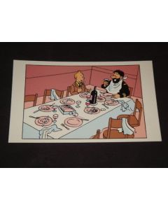 Tintin Moulinsart Double Postcard 16,5x12,5cm - 31121 Tintin e Haddock a Table