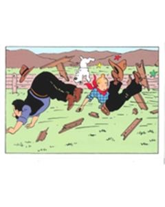 Tintin Moulinsart Double Postcard 16,5x12,5cm - 31129 Tintin Cow Boy
