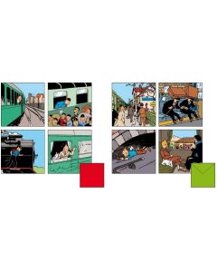 Tintin Moulinsart Postcard Double 15x15cm - 31165 Train Set (8 Pieces)
