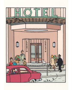 Tintin Moulinsart Double Postcard 16,5x12,5cm - 33042 Hotel Corvan