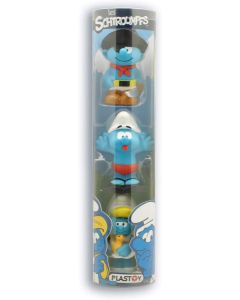 Plastoy Tubo 3 Figurines Eveil Schtroumpfs Puffi Puffo Smurf Smurfs Peyo