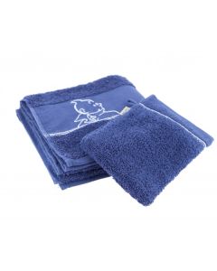 Tintin Linge de Maison 130333 Serviette + Gant Towel + Facecloth 50x100 Blue Indigo