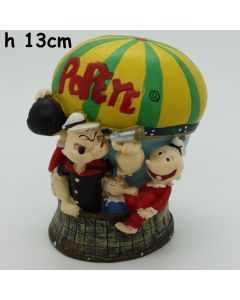 Salvadanaio in ceramica di Popeye Braccio di Ferro con Mongolfiera Olivia e Pisellino