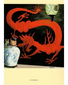 Tintin Moulinsart Museum Postcard 17,5x12,5cm - 80611 CP Illustration Blue Lotus Cover
