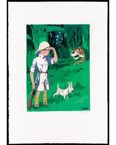 Tintin Estampe Lithographiques Goauche 80635 Tintin To Congo 60x80cm 51/77