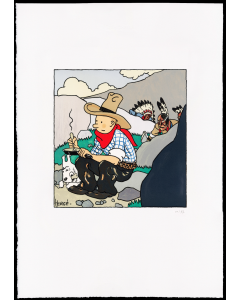 Tintin Estampe Lithographiques Goauche 80636 Tintin In America 60x80cm 46/77