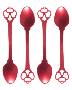 Leblon Delienne Disney Alice in Wonderland Linea Chiave 4 Cucchiaini da Caffè Rossi