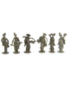 Ferrero Kinder Ü-Ei Soldatini Metallfiguren Figuren aus Chinesischen Sagen - Complete Sat 35mm Messing Dark