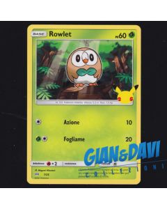 2021 Pokemon Mcdonald's 25th Anniversary ITALIANO 7/25 Rowlet