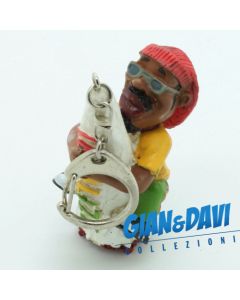 E.S.S.L. Ceramica Rasta Rastaman Marijuana Portachiavi - 9807 Uomo abbraccia canna