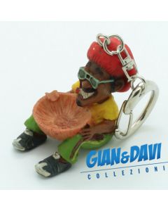 E.S.S.L. Ceramica Rasta Rastaman Marijuana Portachiavi - 9810 Uomo seduto con cocca