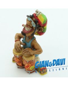 E.S.S.L. Ceramica Rasta Rastaman Marijuana Portachiavi - 9811 Uomo suona Bong