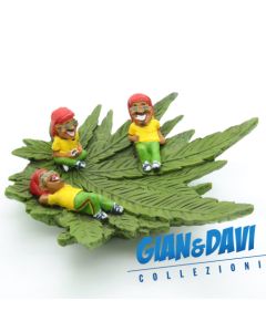 E.S.S.L. Soprammobili Ceramica Rasta Rastaman Marijuana - 5308 Portacenere Foglia con 3 Omini