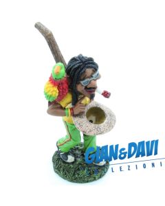 E.S.S.L. Soprammobili Ceramica Rasta Rastaman Marijuana - 5326 Pipa con Uomo e Pappagallo