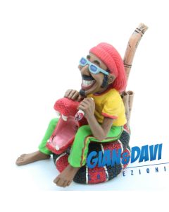 E.S.S.L. Soprammobili Ceramica Rasta Rastaman Marijuana - 5327 Pipa uomo e serpente