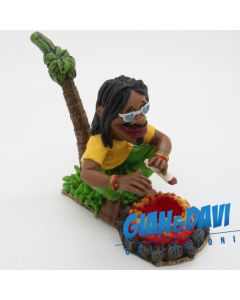E.S.S.L. Soprammobili Ceramica Rasta Rastaman Marijuana - 5328 Pipa con Uomo pianta e Fuoco