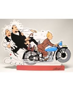 Tintin 28429 Carton Decoupe Tintin & Dupondt Moto 108x78 cm