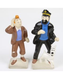 Tintin Statue in Cermica di Tintin (20cm) e Haddock (22cm)