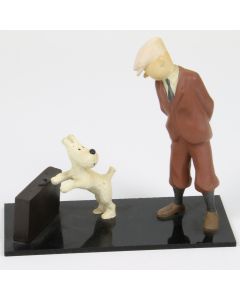 Tintin Statue in Resina di Tintin (16cm) e Milou sulla valigia (8cm)