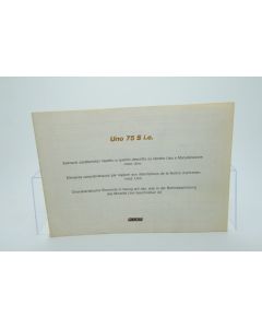 Libretto di Uso e Manutenzione Fiat Uno 75 S