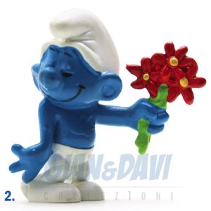 2.0044 20044 Lover Smurf Puffo Innamorato con Fiori 2A