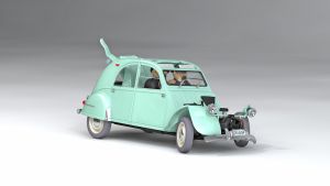 Le Voitures de Tintin 1/24 - 29911 La Citroen 2CV cassee Dupondt