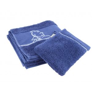 Tintin Linge de Maison 130333 Serviette + Gant Towel + Facecloth 50x100 Blue Indigo