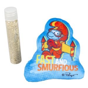 The Smurfs DUVO 13595 Jetpack Smurf Catnip Toy 9x2x9cm