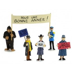 Tintin Figurines en Alliage Carte de Vœux 1972 46995-46998 Serie 4 Complete