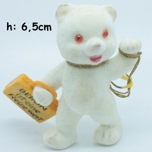 Animale Floccato anni 50/60 - Orso Bianco con Valigia Berlin