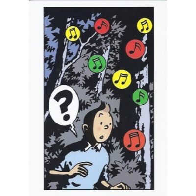 Tintin Moulinsart Double Postcard 16,5x12,5cm - 31051 Tintin Notes Musique