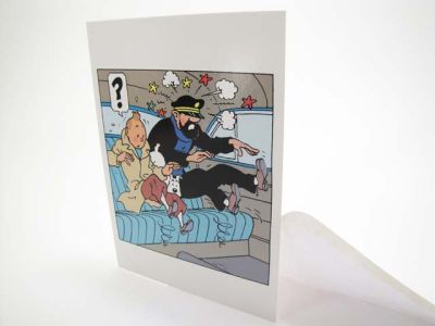 Tintin Moulinsart Double Postcard 16,5x12,5cm - 31126 Tintin & Haddock Auto Boum