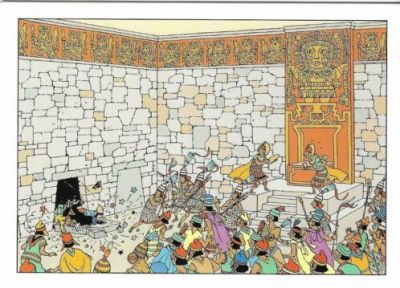 Tintin Moulinsart Double Postcard 16,5x12,5cm - 31140 Sale du Temple