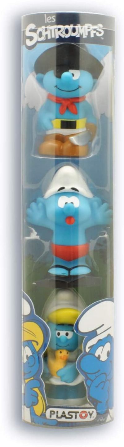 Plastoy Tubo 3 Figurines Eveil Schtroumpfs Puffi Puffo Smurf Smurfs Peyo