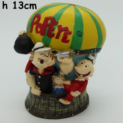 Salvadanaio in ceramica di Popeye Braccio di Ferro con Mongolfiera Olivia e Pisellino