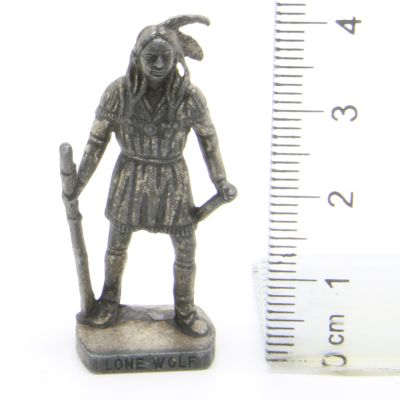 Ü-Ei Soldatini Metallfiguren Beruhmte Indianer-Hauptlinge 05 Lone Wolf Altsilber