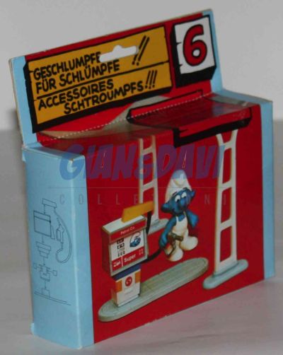 4.0080 40080 Playsat 6. Petrol Pump Smurf Pompa di Benzina dei Puffi 1A + BOX 1