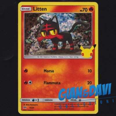 2021 Pokemon Mcdonald's 25th Anniversary ITALIANO 15/25 Litten Holo