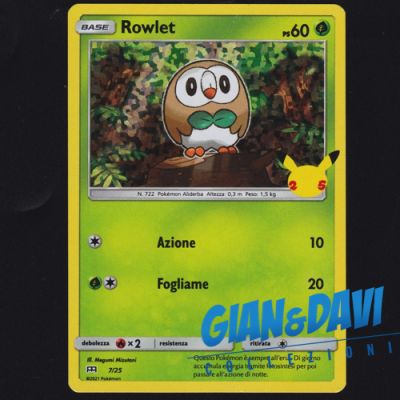 2021 Pokemon Mcdonald's 25th Anniversary ITALIANO 7/25 Rowlet Holo