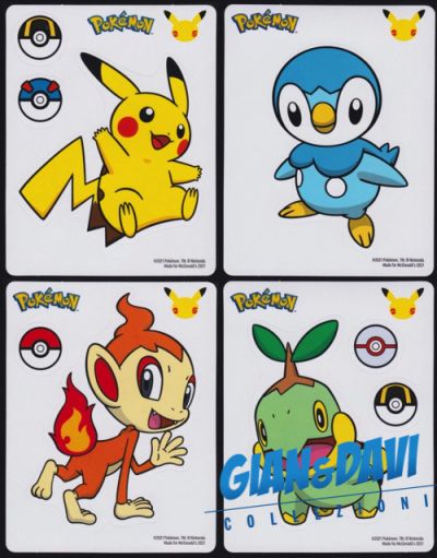 2021 Pokemon Mcdonald's 25th Anniversary Lotto 4 Adesivi C