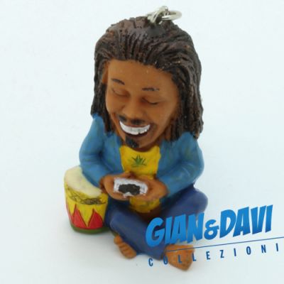 E.S.S.L. Ceramica Rasta Rastaman Marijuana Portachiavi - 9805 Uomo Blu seduto