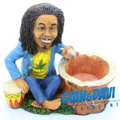 E.S.S.L. Soprammobili Ceramica Rasta Rastaman Marijuana - 1515 Posacenere con Uomo che fuma