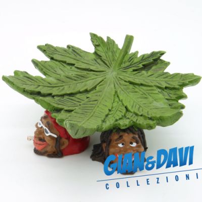 E.S.S.L. Soprammobili Ceramica Rasta Rastaman Marijuana - 5290 Portacenere Foglia poggia su 3 Teste