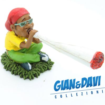 E.S.S.L. Soprammobili Ceramica Rasta Rastaman Marijuana - 5323 Porta canna con Uomo che fuma