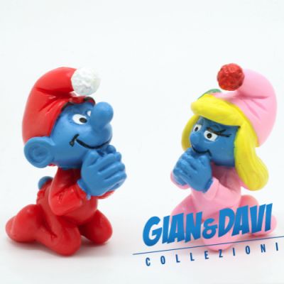 The Smurfs Schleich 5.1910 + 5.1911 Praying Smurfette & Smurf PO82LGOQ