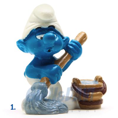 2.0193 20193 Mop & Bucket Smurf Puffo Sguattero 1A